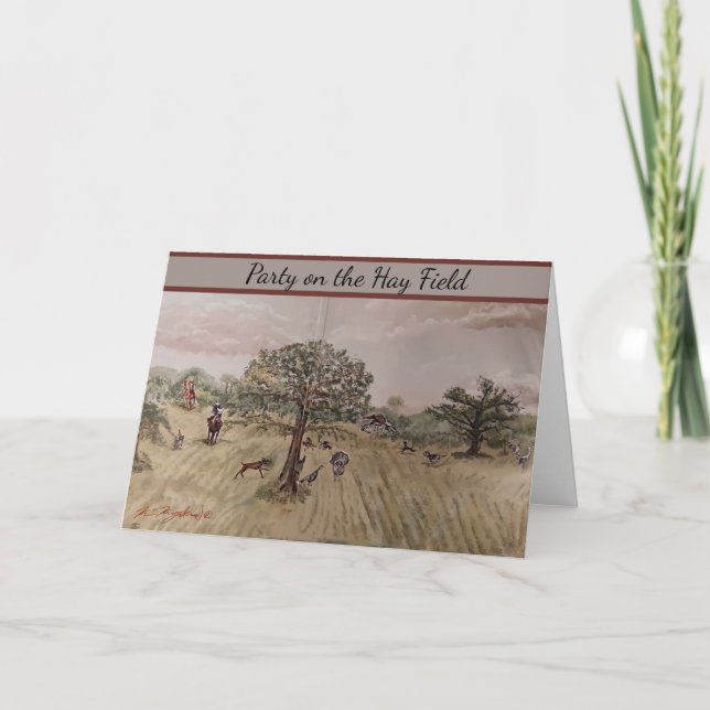 Party on the Hay Field Folded Holiday Card (Front)