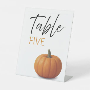 party or wedding table numbers pumpkin pedestal sign