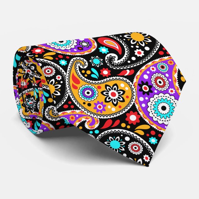 Party Paisley Fancy Texas Country Western Hoedown Tie (Rolled)