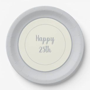 Party Paper China-look Rimmed 25th Annivesary Plate