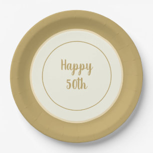 Party Paper China-look Rimmed 50th Anniversary Plate