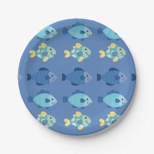 Party Paper Plates - Multi Colored Fish