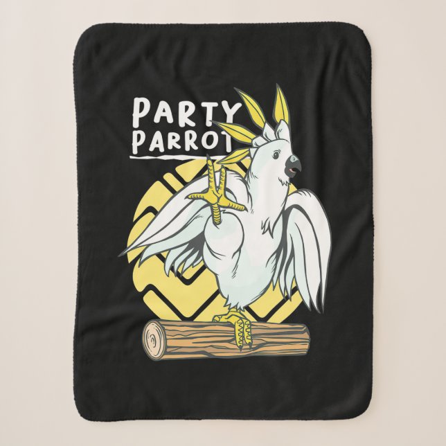 Party Parrot Bird Sherpa Blanket (Front)