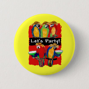 PARTY PARROTS 6 CM ROUND BADGE