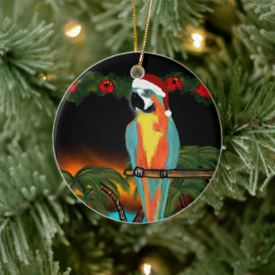 PARTY PARROTS CERAMIC ORNAMENT