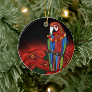 PARTY PARROTS CERAMIC ORNAMENT