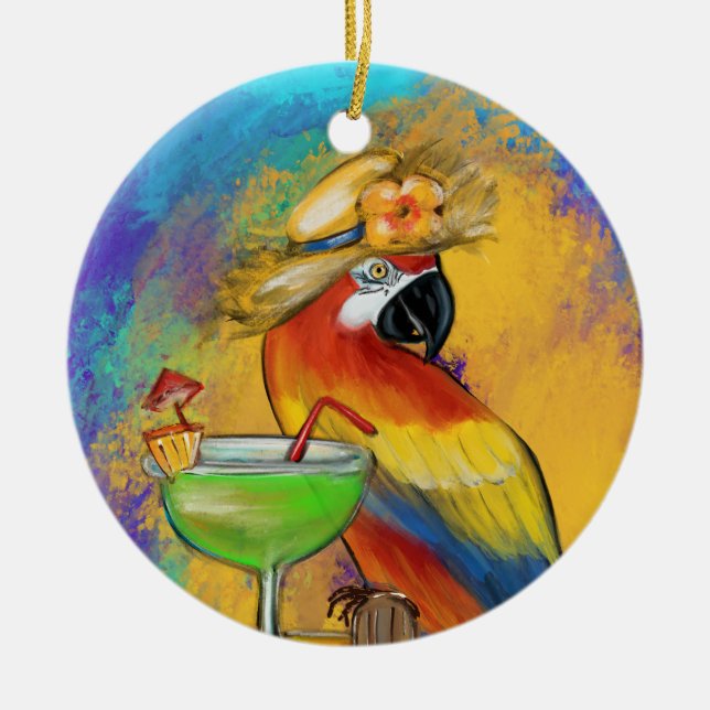 Party Parrots Ceramic Ornament (Front)