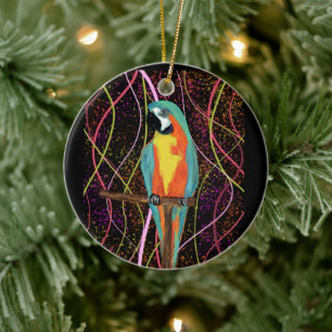 PARTY PARROTS CERAMIC ORNAMENT