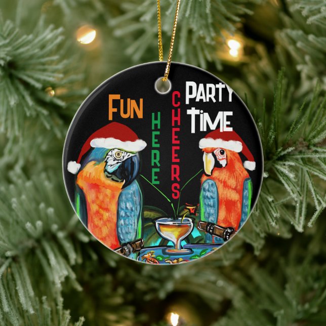 PARTY PARROTS   CERAMIC ORNAMENT (Tree)