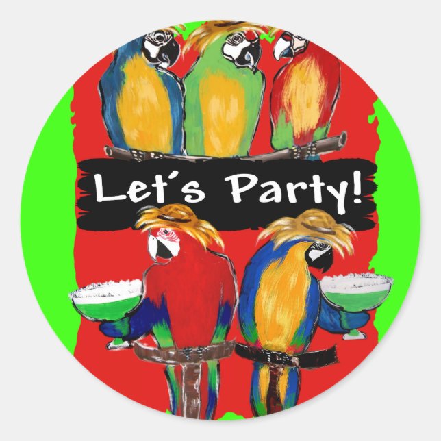 PARTY PARROTS CLASSIC ROUND STICKER (Front)
