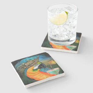 Party Parrots Stone Coaster