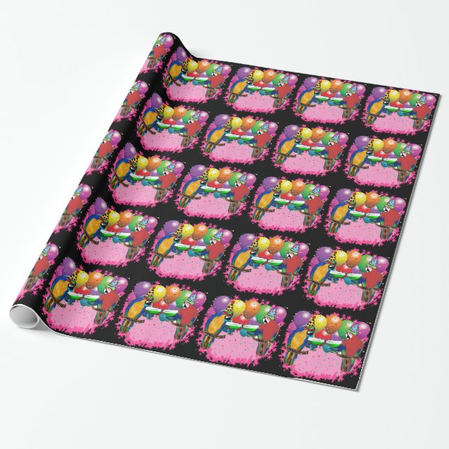 PARTY PARROTS WRAPPING PAPER (Unrolled)