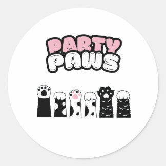 PARTY PAWS CLASSIC ROUND STICKER