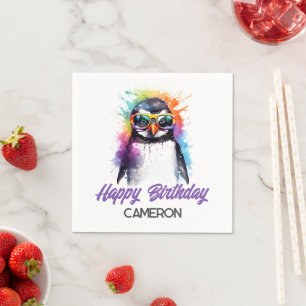 Party Penguin sunglasses, kid's birthday Napkin