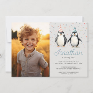Party Penguins, waddle over, photo Invitation
