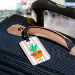 Party Pineapple Monogram Luggage Tag<br><div class="desc">Say hello to summer with our beachy chic personalised luggage tag. Blush pink and white striped design features a watercolor pineapple illustration wearing a jaunty red pair of sunglasses. Personalise the front with your monogram and add your name and contact information to the reverse side.</div>