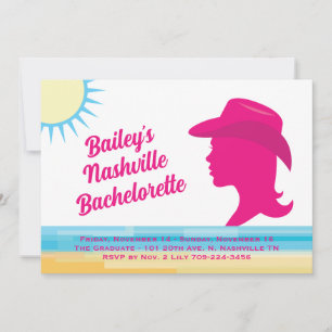 Party Pink Nashville Weekend Bachelorette white Invitation