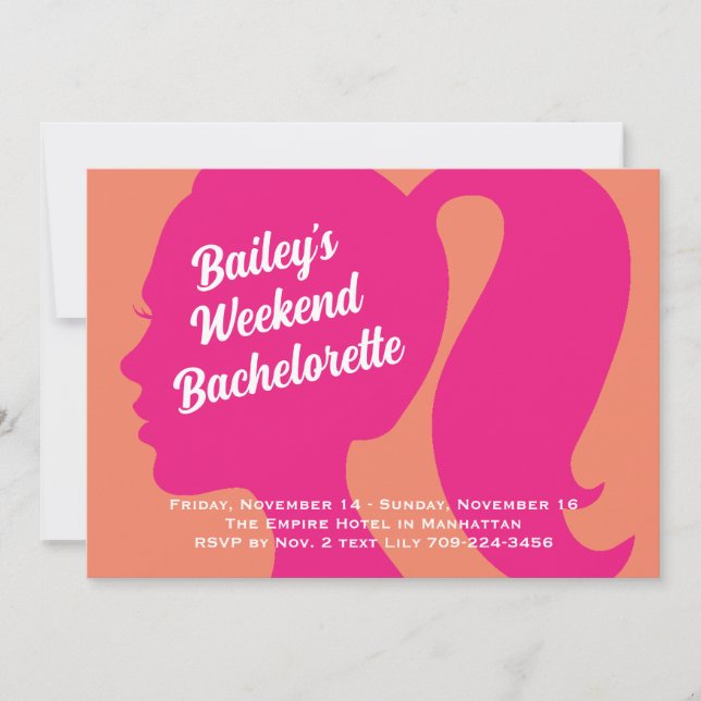 Party Pink & Orange Weekend Bachelorette Invitation (Front)