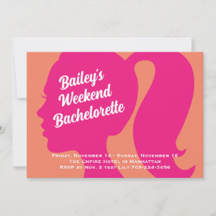 Party Pink & Orange Weekend Bachelorette Invitation
