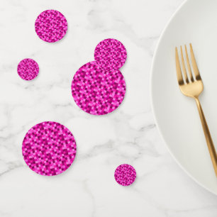 Party Pink Pixels Confetti, Pixelated Pattern Confetti