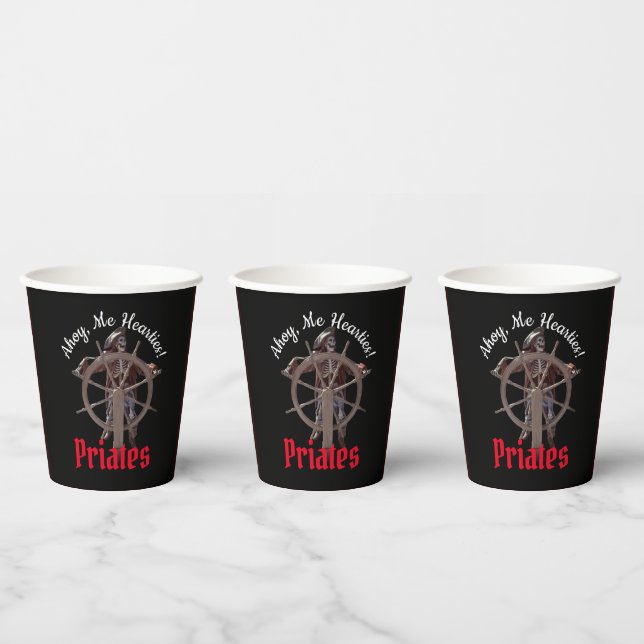 Party Pirates skeleton captain Paper Cups (Multi)