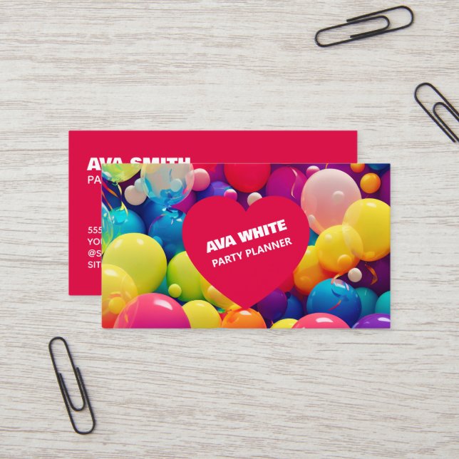 Party Planner Ballon Business Card (Front/Back In Situ)