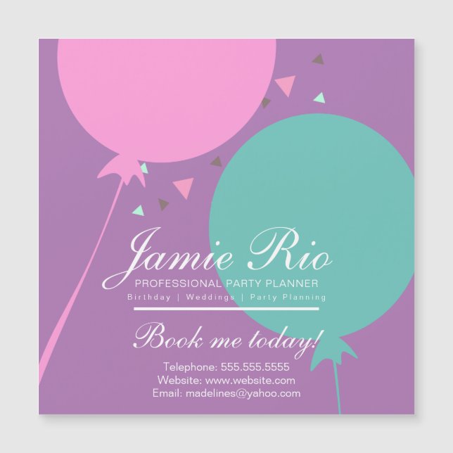 Party Planner Birthday Planning Balloon  Magnet (Front)