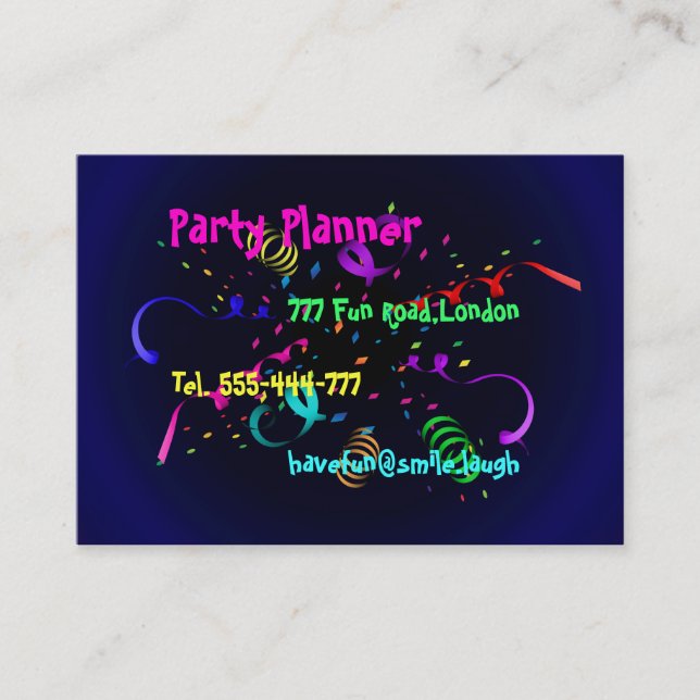 Party Planner Business Card Template (Front)