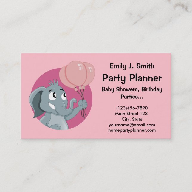 Party planner cartoon business card (Front)