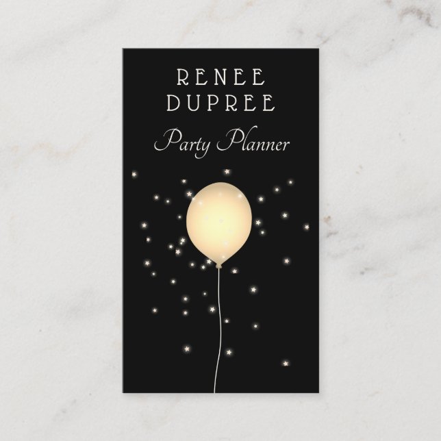 Party Planner Gold Balloon Business Card (Front)