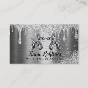 Party Planner Silver Glitter Balloon Business Card