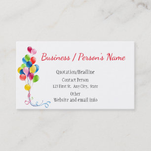 Party Planners Fun Colourful Balloons Custom Business Card