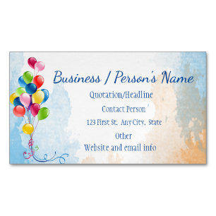 Party Planners Fun Colourful Balloons Custom Magnetic Business Card