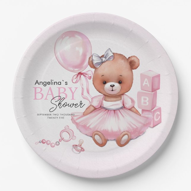Party Plates for baby shower teddy bear. (Front)
