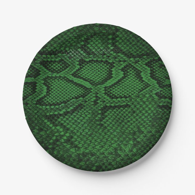 Party plates with dark green snakeskin pattern (Front)