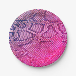 Party plates with pink snakeskin pattern