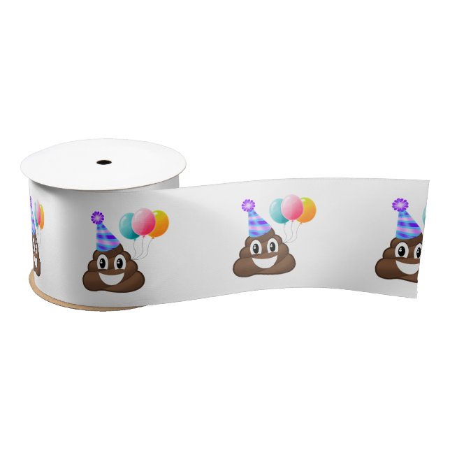Party Poop Emoji Birthday Ribbon Satin Ribbon (Spool)