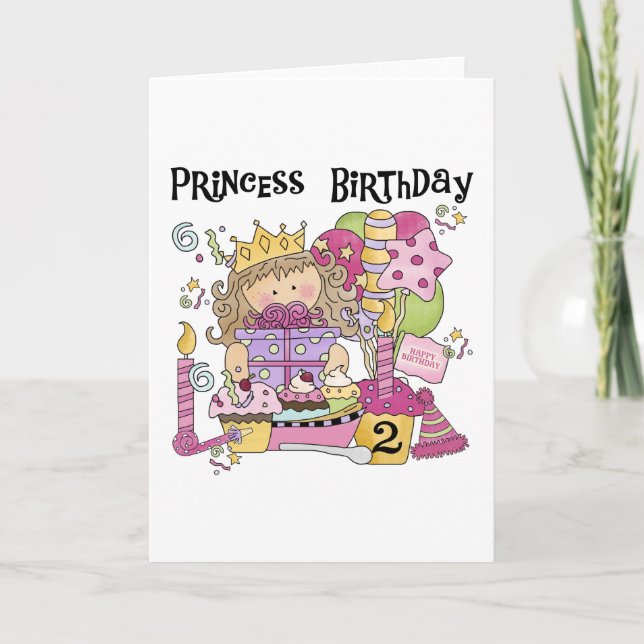 Party Princess 2nd Birthday Tshirts and Gifts Card (Front)