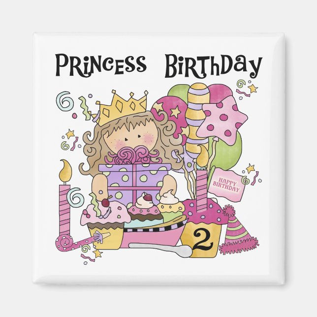 Party Princess 2nd Birthday Tshirts and Gifts Magnet (Front)