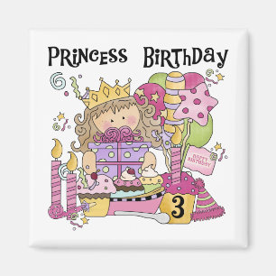 Party Princess 3rd Birthday Tshirts and Gifts Magnet