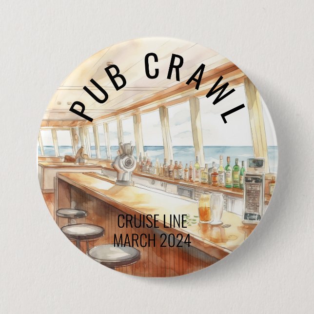 Party Pub Crawl Cruise Line Bar  7.5 Cm Round Badge (Front)