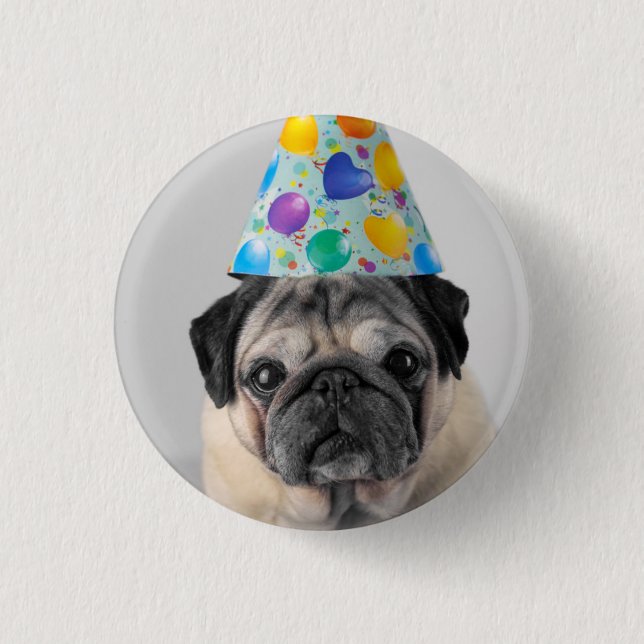 Party Pug 3 Cm Round Badge (Front)