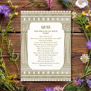 Party Quiz Toga Birthday with temple columns Invitation