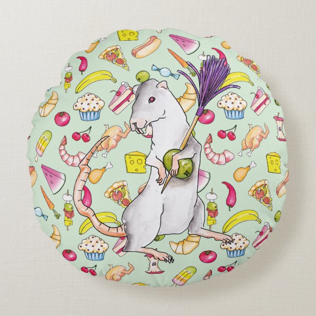 Party rat round cushion (Front)