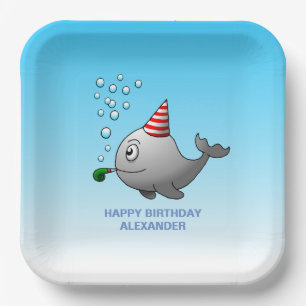 Party-ready whale paper plate