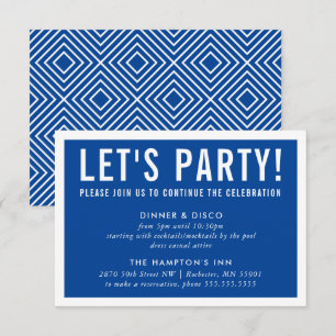 PARTY RECEPTION INFO simple modern bold royal blue Invitation