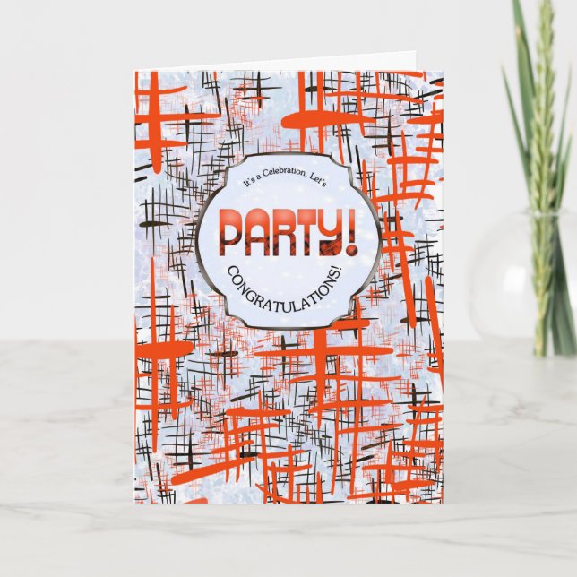 Party! Retro Modern Congratulations Card (Front)