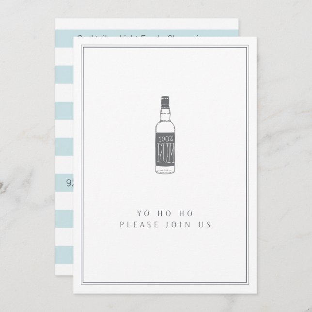 Party Rum Bottle - Yo Ho Ho Cocktail Party Invitation (Front/Back)