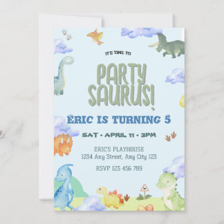 Party Saurus Dinosaur Birthday Invitation