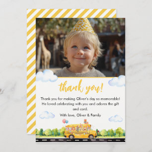 Party School Bus Birthday Thank You Card